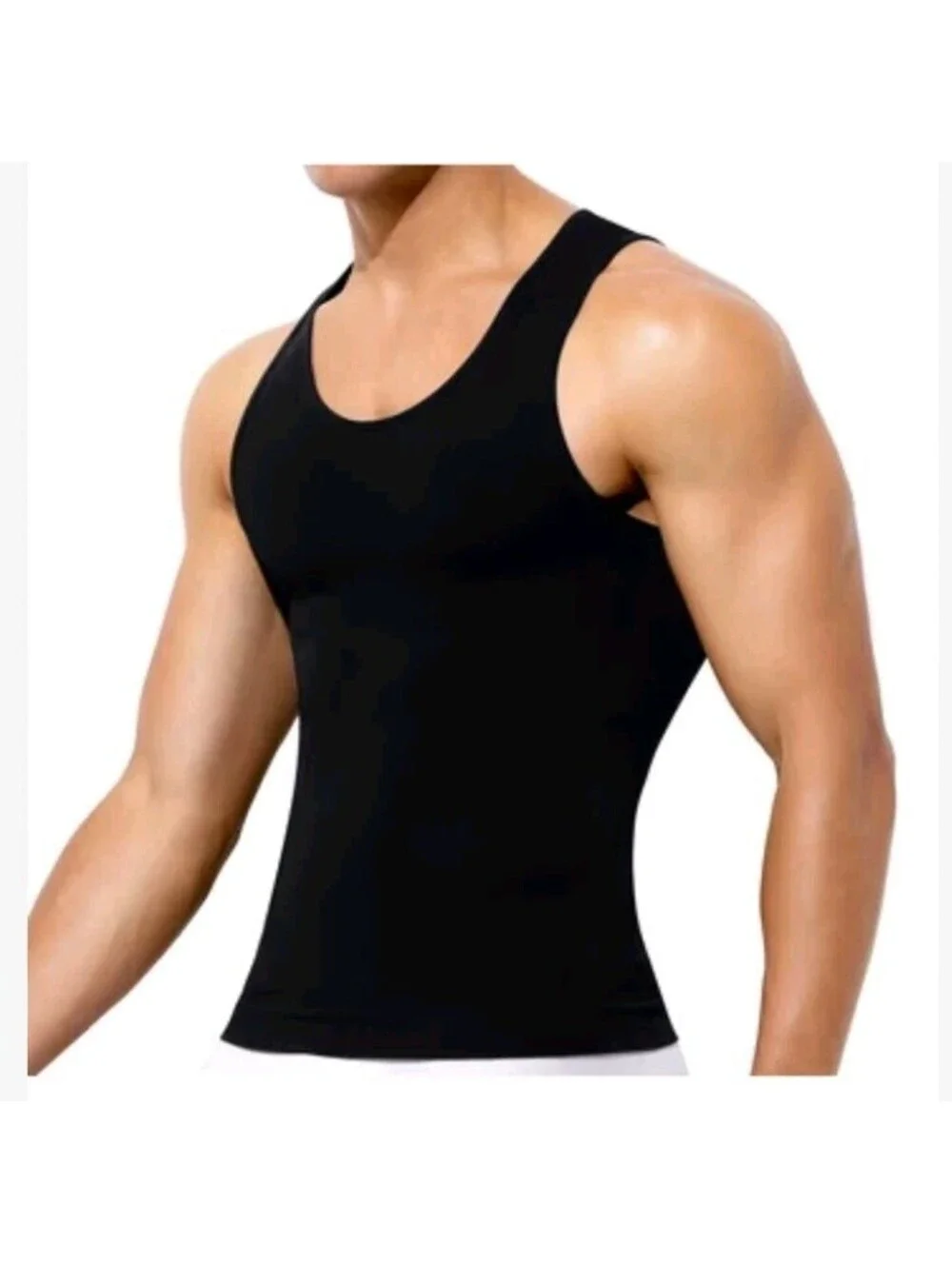 Odoland Mens Body Shaper Slimming Tummy Vest Compression Shirt Black Size 3x
